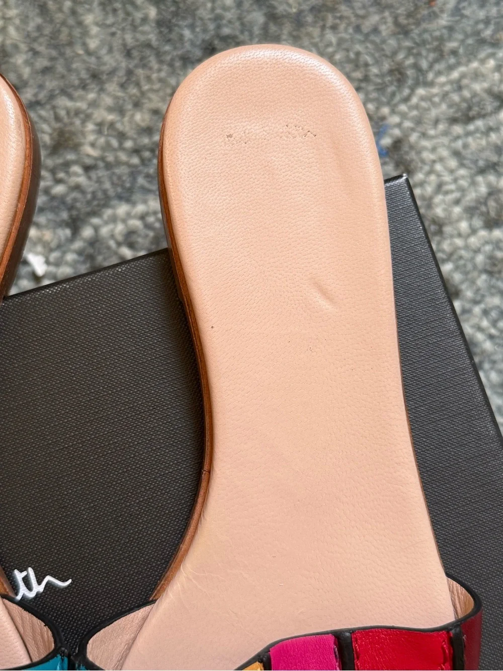 Paul Smith Multicolor Rainbow  Leather Slide Sandals sz 37 6.5-7
